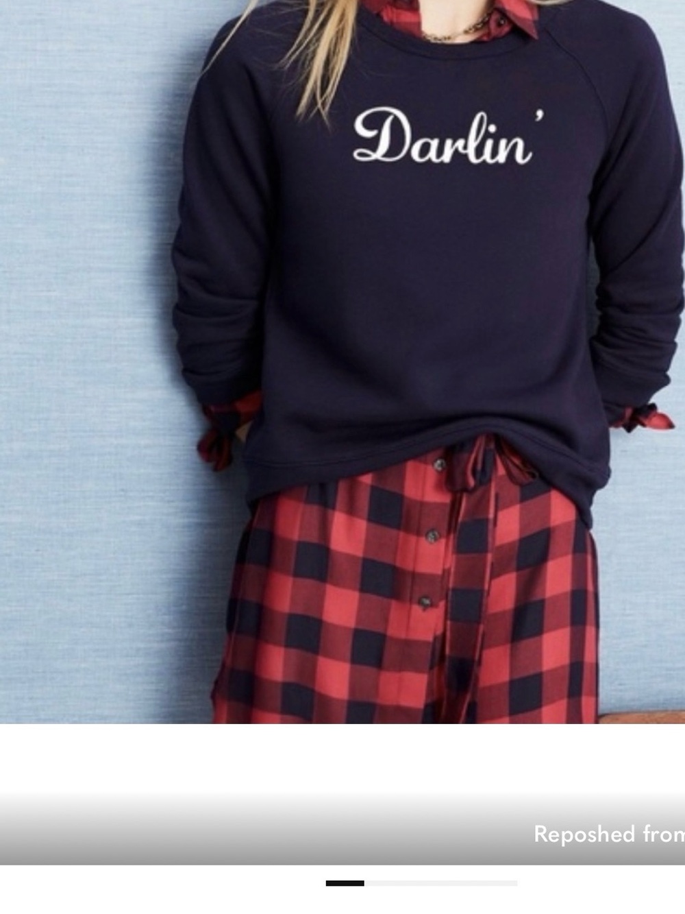 Draper James Navy 'Darlin'' Crewneck Sweatshirt with White Script